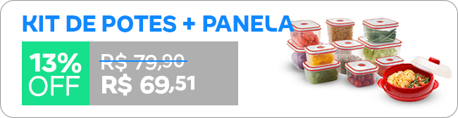 Kit de Potes + Panela com 13% OFF por R$ 69,51