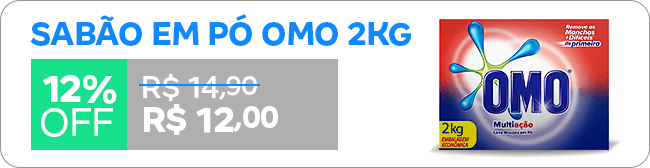 Sabão em pó Omo 2KG com 12% OFF por R$12.