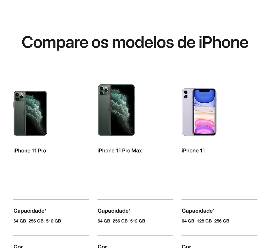 Compare os modelos de iPhone